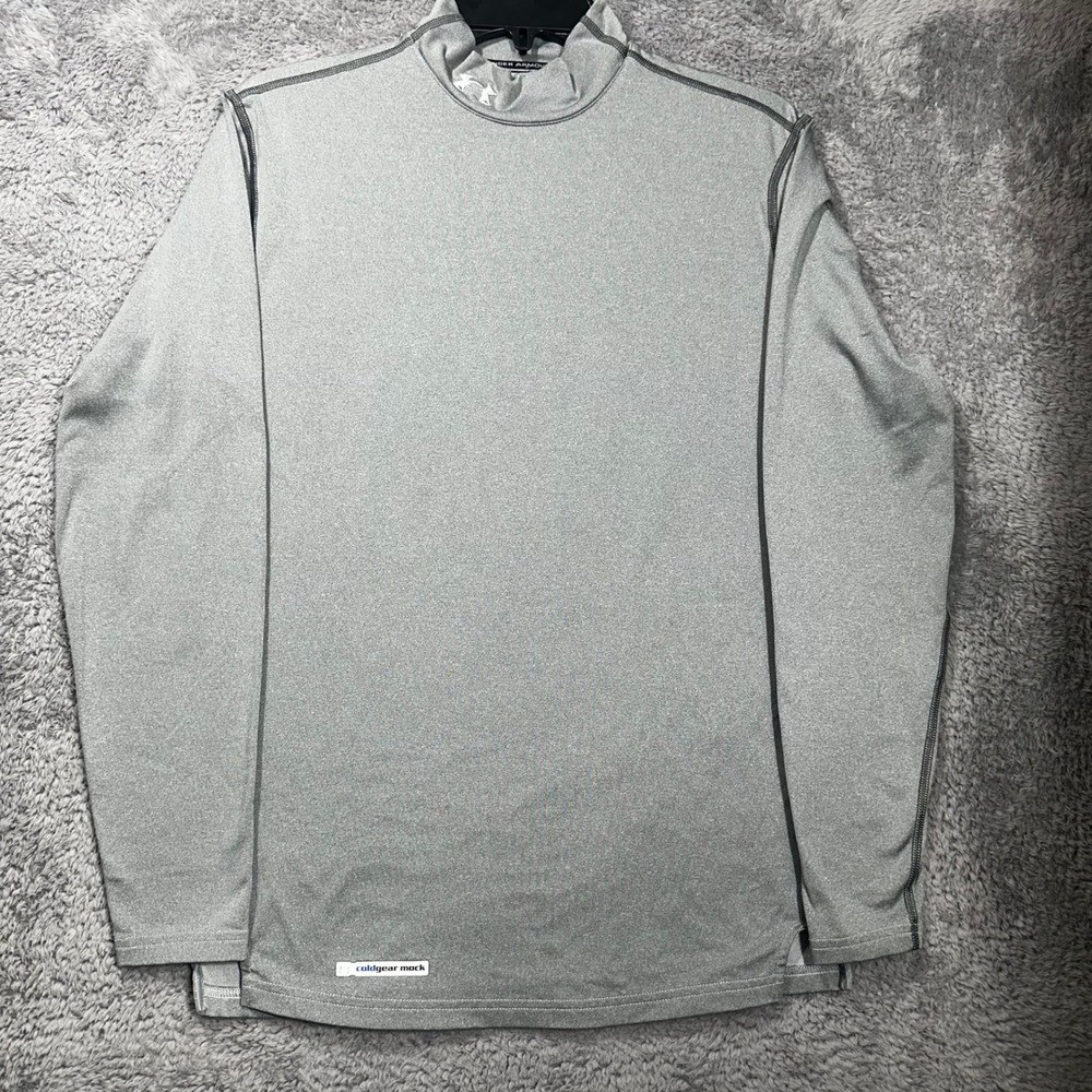 Under Armour ColdGear Mock Neck Mens Medium Gray Fitted Long Sleeve Base Layer
